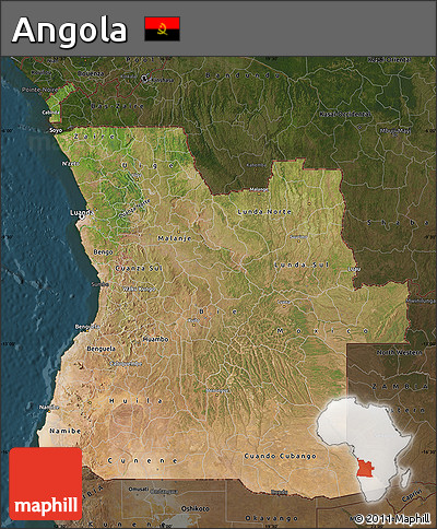 Satellite Map of Angola, darken
