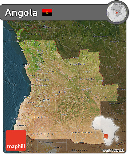 Satellite Map of Angola, darken
