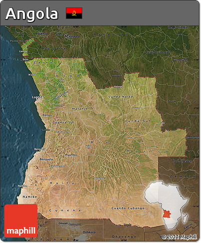 Satellite Map of Angola, darken