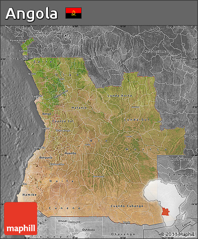 Satellite Map of Angola, desaturated