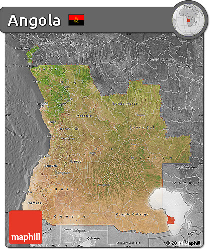Satellite Map of Angola, desaturated