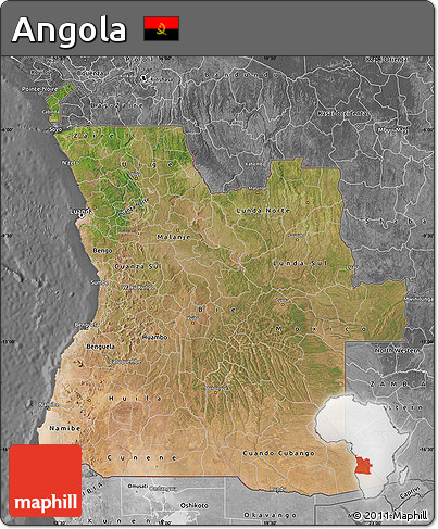 Satellite Map of Angola, desaturated