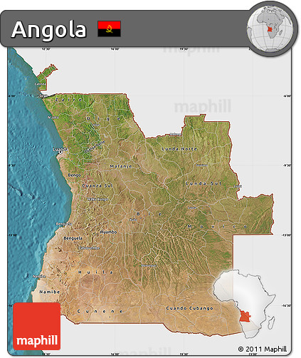 Satellite Map of Angola, single color outside