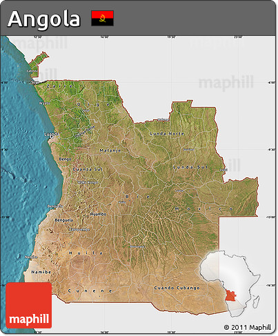 Satellite Map of Angola, single color outside