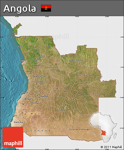 Satellite Map of Angola, single color outside