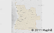 Shaded Relief Map of Angola, lighten, desaturated