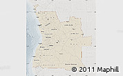Shaded Relief Map of Angola, lighten, semi-desaturated