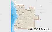 Shaded Relief Map of Angola, single color outside, bathymetry sea, shaded relief sea