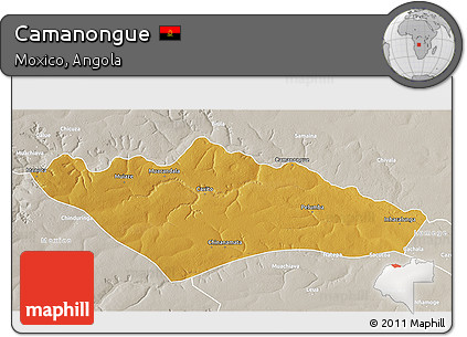 Physical 3D Map of Camanongue, lighten, semi-desaturated