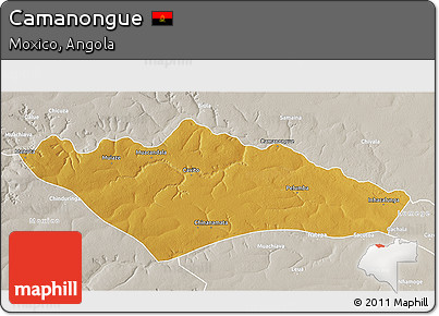 Physical 3D Map of Camanongue, lighten, semi-desaturated