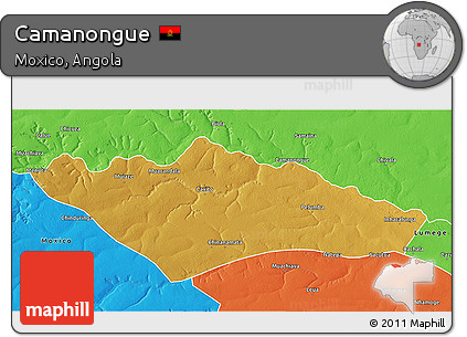 Physical 3D Map of Camanongue, political outside