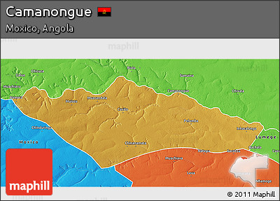 Physical 3D Map of Camanongue, political outside
