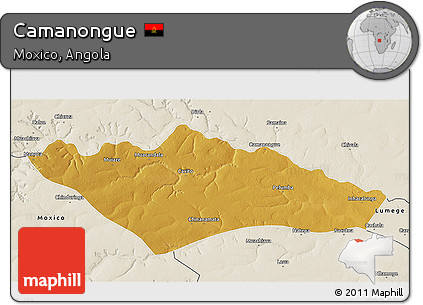 Physical 3D Map of Camanongue, shaded relief outside