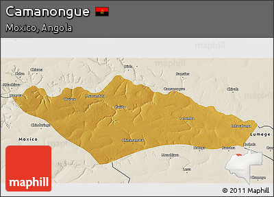 Physical 3D Map of Camanongue, shaded relief outside