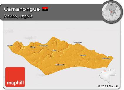Political 3D Map of Camanongue, cropped outside
