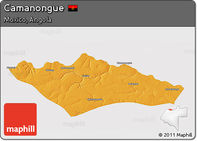 Political 3D Map of Camanongue, cropped outside