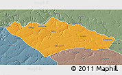 Political 3D Map of Camanongue, semi-desaturated