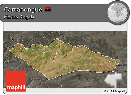 Satellite 3D Map of Camanongue, darken, semi-desaturated