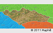 Satellite 3D Map of Camanongue, political outside