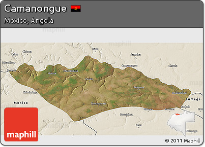 Satellite 3D Map of Camanongue, shaded relief outside