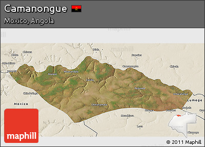 Satellite 3D Map of Camanongue, shaded relief outside