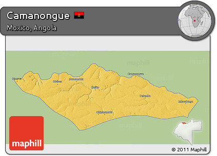 Savanna Style 3D Map of Camanongue, single color outside
