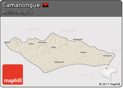 Shaded Relief 3D Map of Camanongue, cropped outside