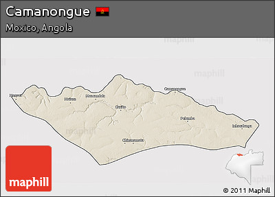 Shaded Relief 3D Map of Camanongue, cropped outside