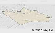 Shaded Relief 3D Map of Camanongue, lighten, desaturated