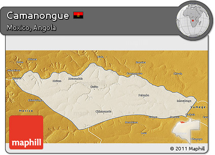 Shaded Relief 3D Map of Camanongue, physical outside