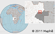 Gray Location Map of Camanongue, highlighted country, highlighted parent region, hill shading