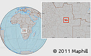 Gray Location Map of Camanongue, hill shading