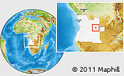 Physical Location Map of Camanongue, highlighted country, within the entire country
