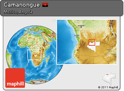 Physical Location Map of Camanongue, highlighted parent region, within the entire country