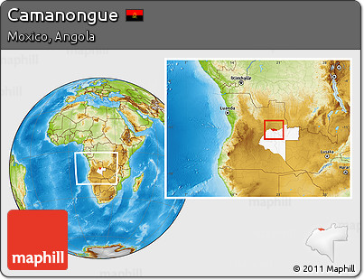 Physical Location Map of Camanongue, highlighted parent region, within the entire country
