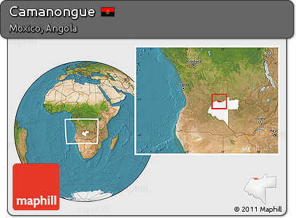 Satellite Location Map of Camanongue, highlighted parent region, within the entire country