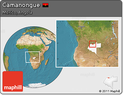 Satellite Location Map of Camanongue, highlighted parent region, within the entire country
