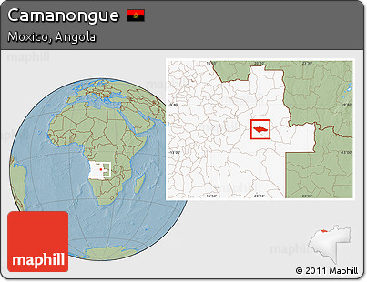 Savanna Style Location Map of Camanongue, highlighted country, hill shading