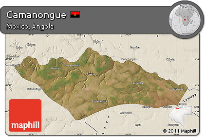 Satellite Map of Camanongue, shaded relief outside