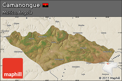 Satellite Map of Camanongue, shaded relief outside