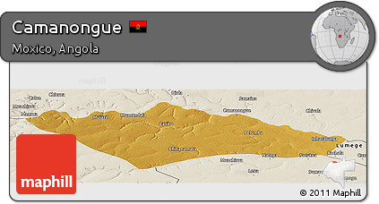 Physical Panoramic Map of Camanongue, shaded relief outside