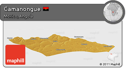 Physical Panoramic Map of Camanongue, single color outside