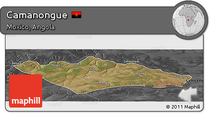 Satellite Panoramic Map of Camanongue, darken, desaturated