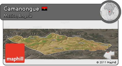 Satellite Panoramic Map of Camanongue, darken, semi-desaturated