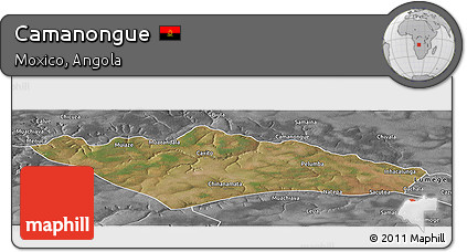 Satellite Panoramic Map of Camanongue, desaturated