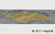 Satellite Panoramic Map of Camanongue, desaturated