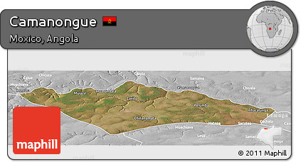Satellite Panoramic Map of Camanongue, lighten, desaturated