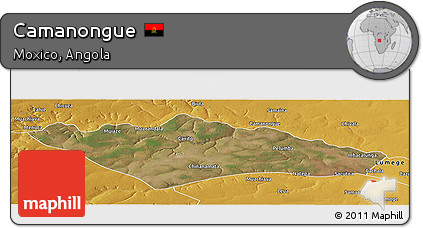 Satellite Panoramic Map of Camanongue, physical outside