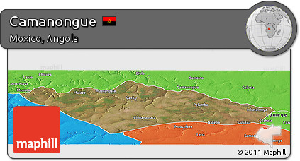 Satellite Panoramic Map of Camanongue, political outside