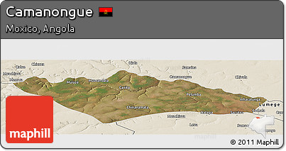 Satellite Panoramic Map of Camanongue, shaded relief outside